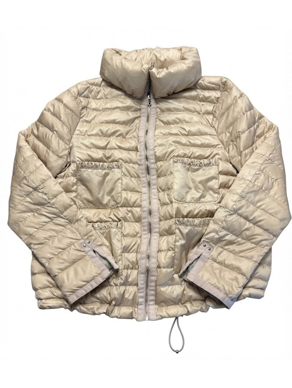 ZARA WOMAN Quilted Puffer Down Jacket - Champagne Beige - Size Large - EUC